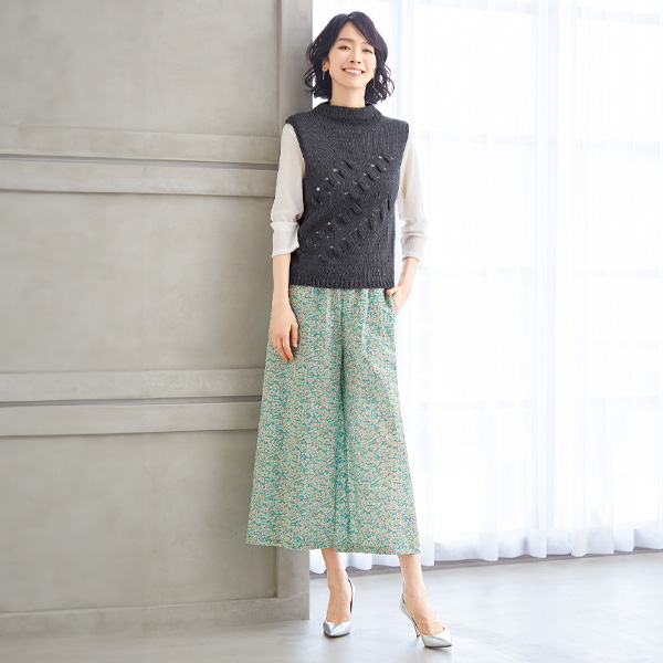 ワッフルキュロットパンツ 大きいサイズ M LL 4L