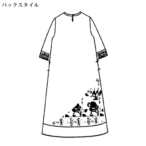 パネルプリントワンピース 大きいサイズ M LL 3L