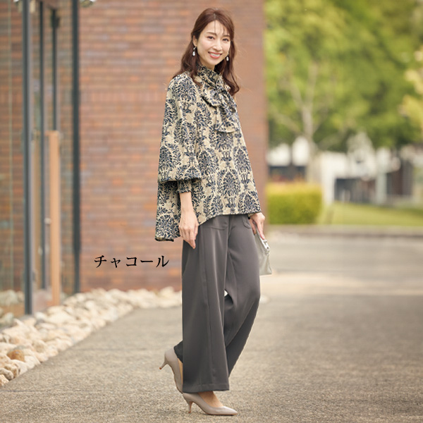 ダブルサテンワイドパンツ
