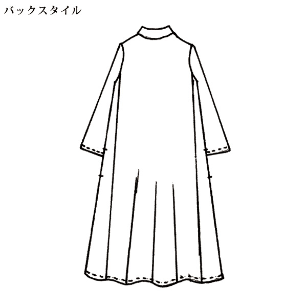 襟付き微起毛花柄ワンピース