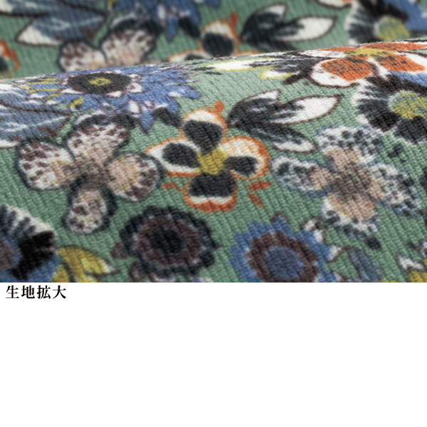 襟付き微起毛花柄ワンピース