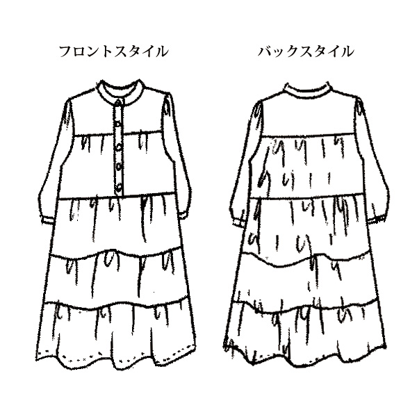 プリント切替えワンピース