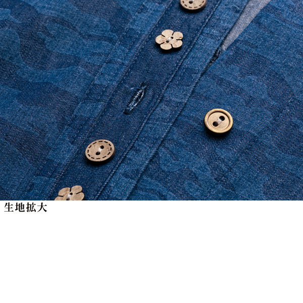 デニム調多ボタン使いブラウス