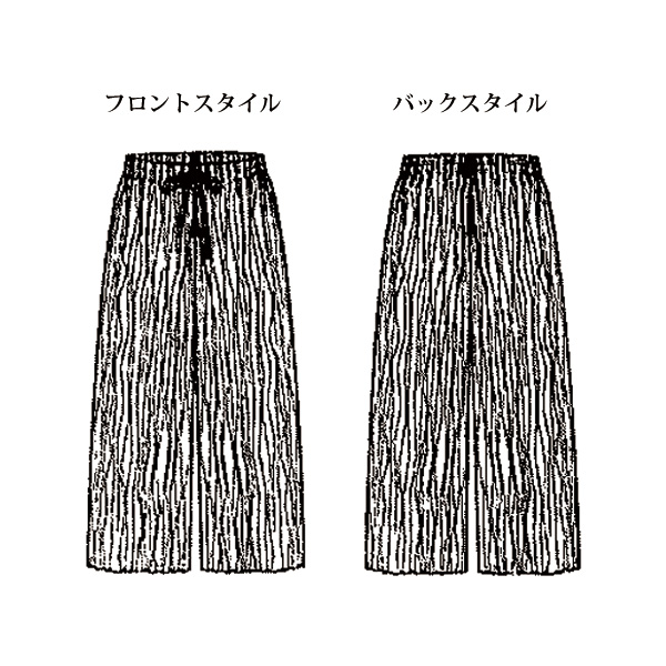 裾セルフカット箔プリントプリーツワイドパンツ