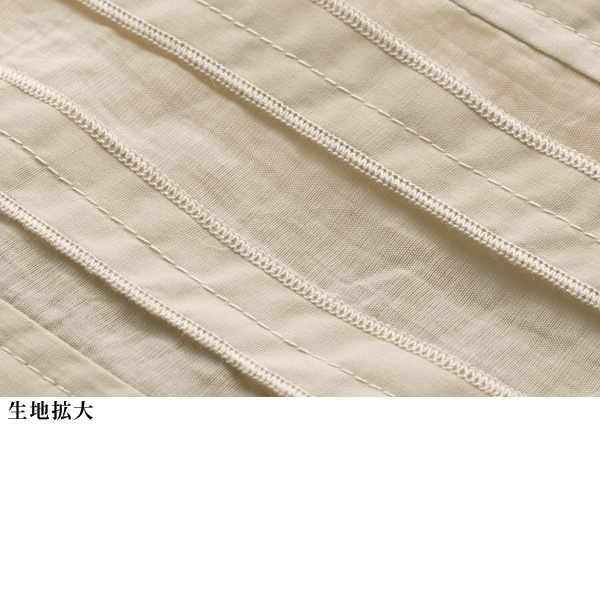 リブ使い袖シアーデザインシャツ