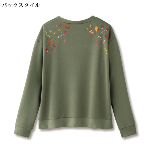 肩カラー刺しゅうカットソージャケット