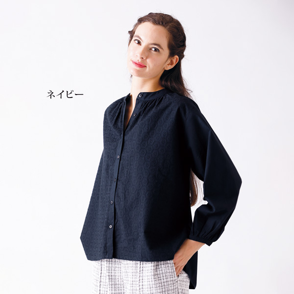 コットン100％ハニカムブラウス