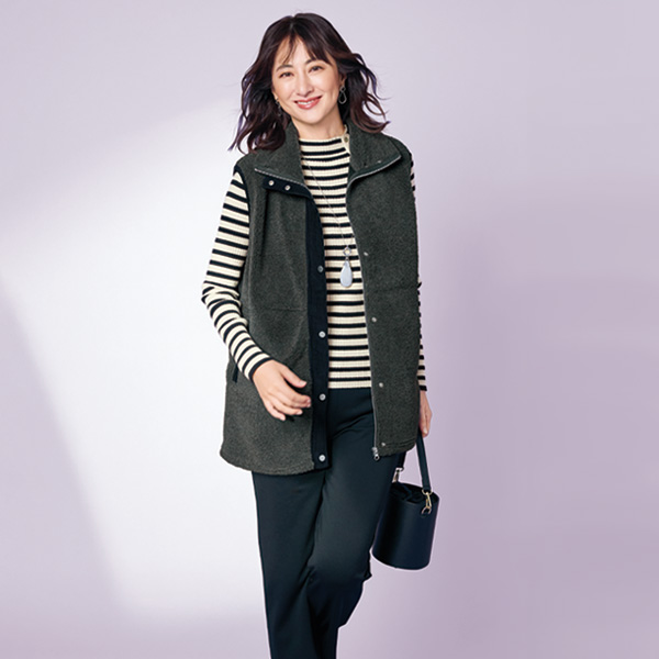 コーデュロイ切替えボアベスト