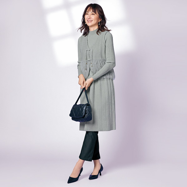 デザインニットベスト・ワンピースアンサンブル