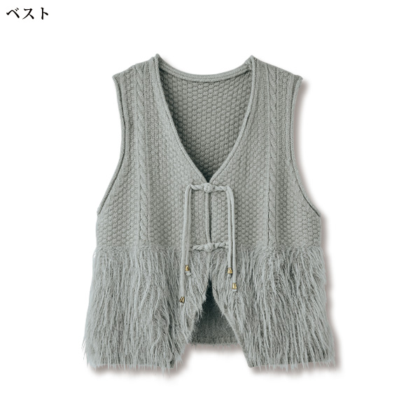 デザインニットベスト・ワンピースアンサンブル