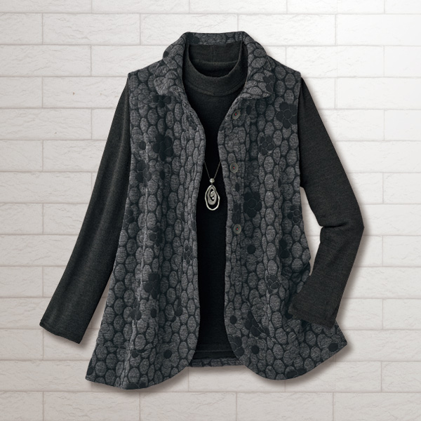 2枚襟ジャカードカットソーロングベスト