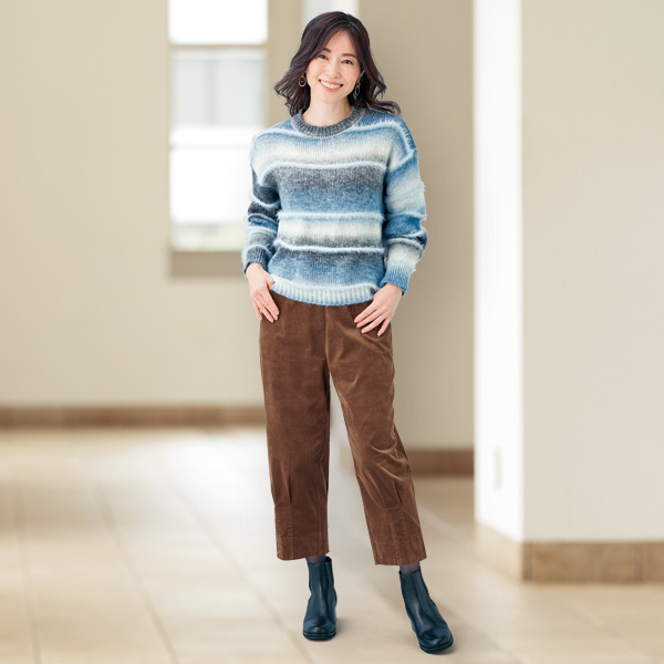 かすりシャギーボーダーセーター