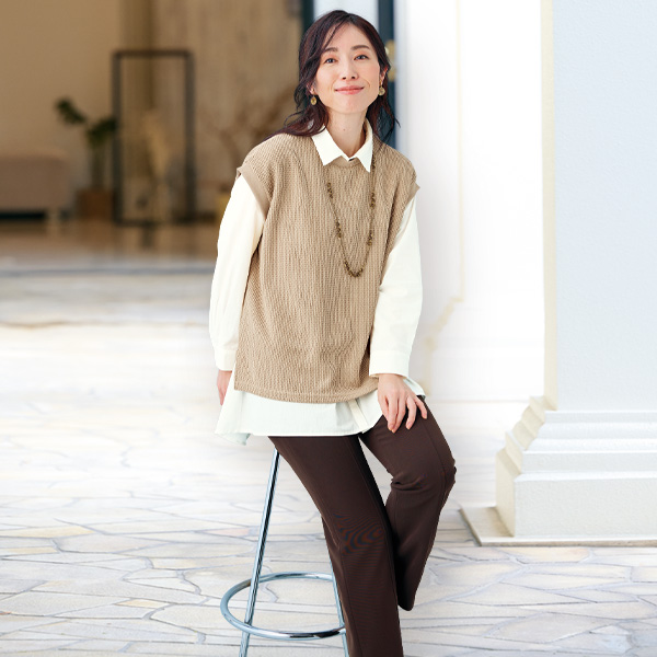 変わり編みカットソーベスト
