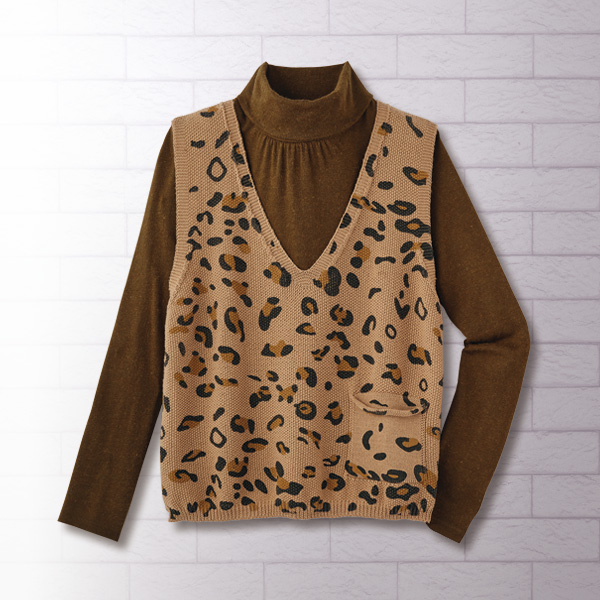アニマル柄ニットベスト