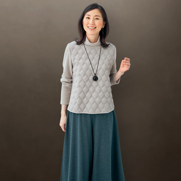 キルト切替えカットソー プルオーバー