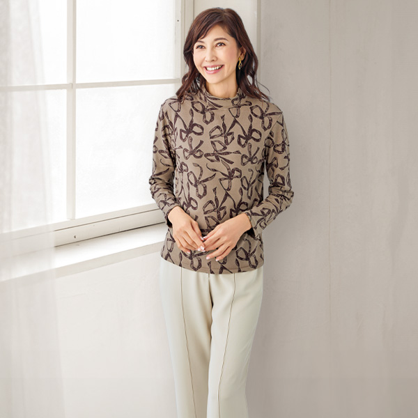 リボン柄プルオーバー