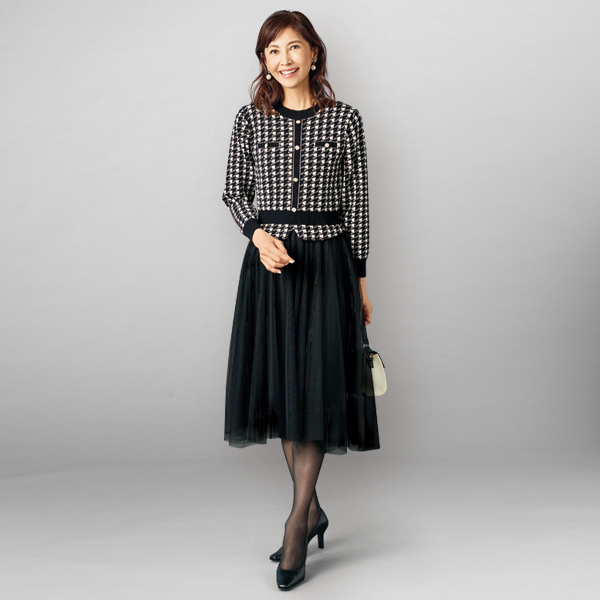 ニット切替えドッキングワンピース