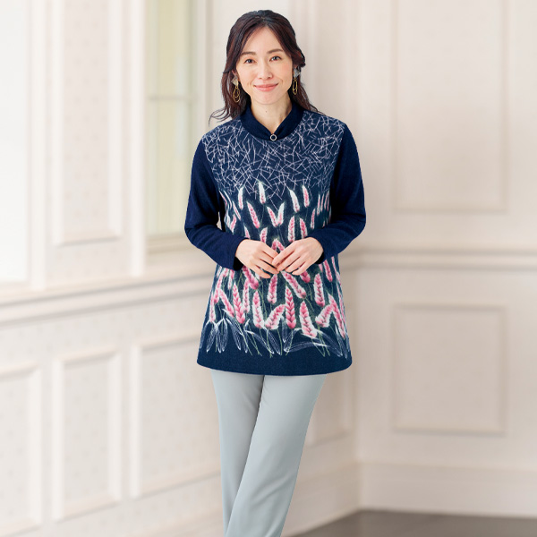 パネルプリント起毛チュニック