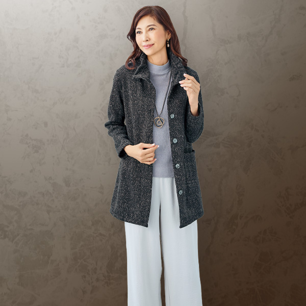 裏起毛プリントロングジャケット