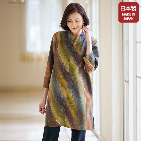 京友禅 多彩色使いプリントロングチュニック