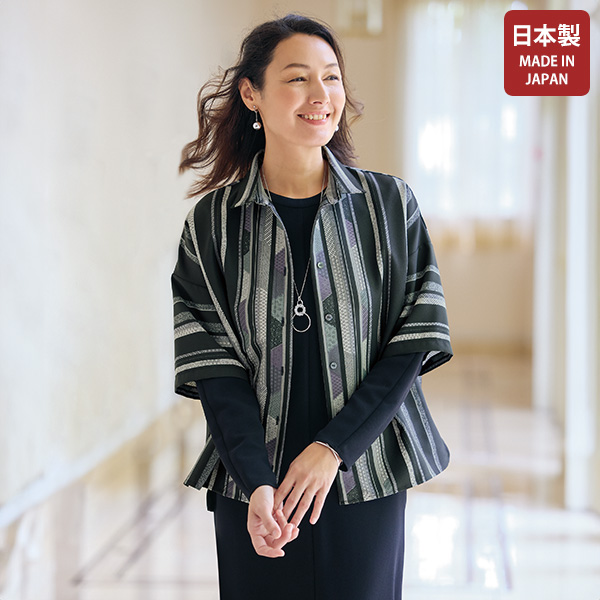 京友禅 伊勢型江戸小紋プリントシャツジャケット
