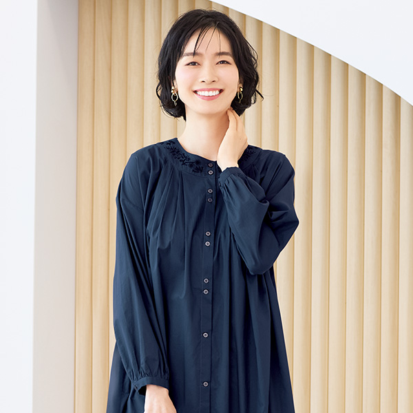刺しゅう使いワンピース 大きいサイズ M LL 3L