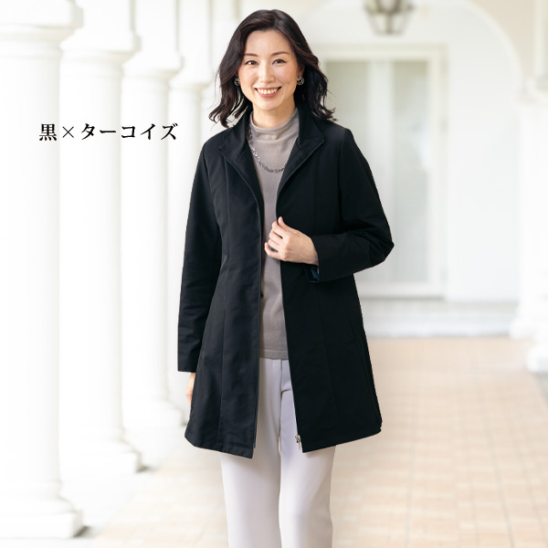 配色使い内側ダウンコート