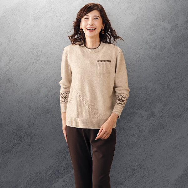 袖ジャカードセーター