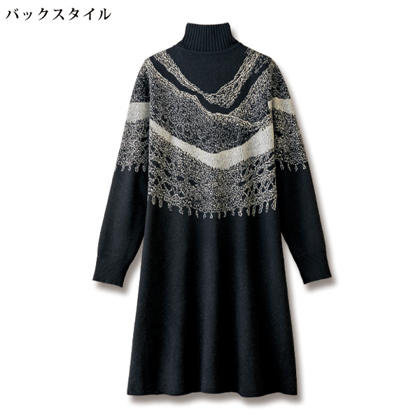 ストール柄ニットワンピース