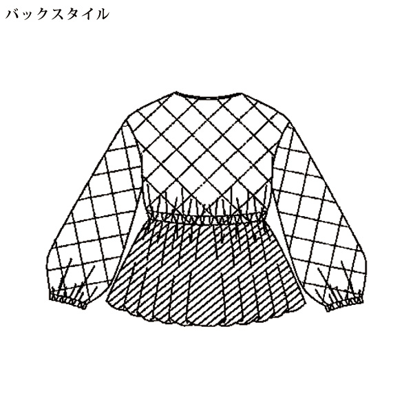 キルト切替えノーカラーフレアジャケット