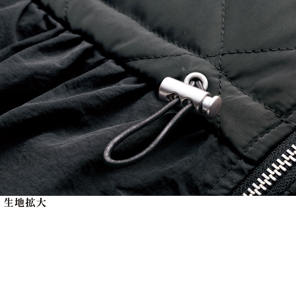 キルト切替えノーカラーフレアジャケット