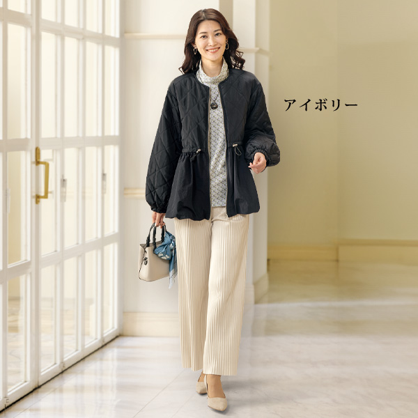 スエード調カットソープリーツパンツ