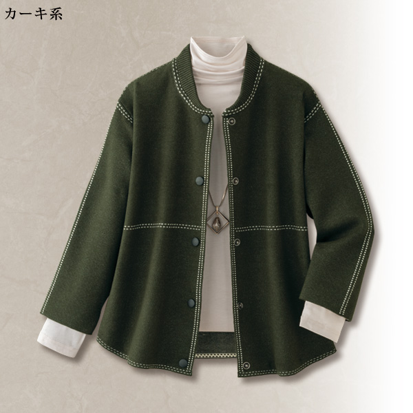 ステッチデザインニットジャケット