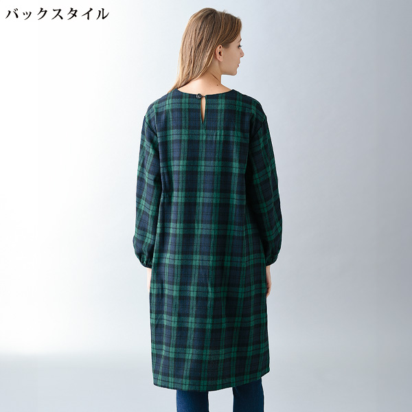 微起毛チェックワンピース