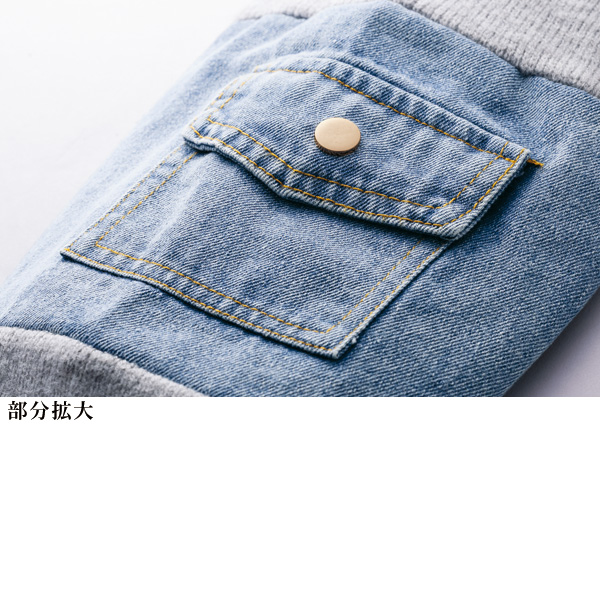 袖デニム使いゆったりセーター