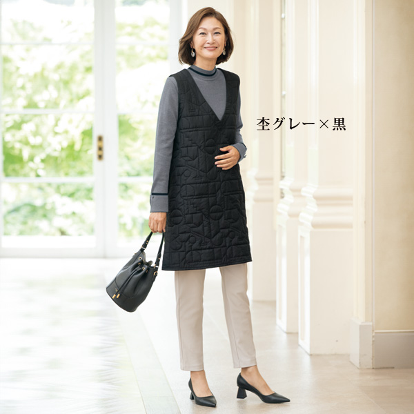 配色ラインカフス付 ニットプルオーバー