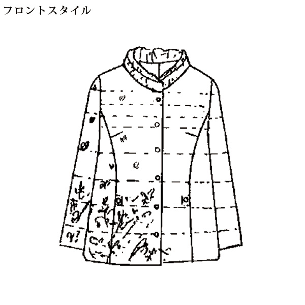 花柄プリントエレガンス中わたジャケット