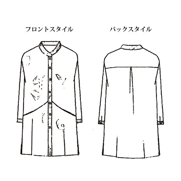 配色バンドカラーロングジャケット