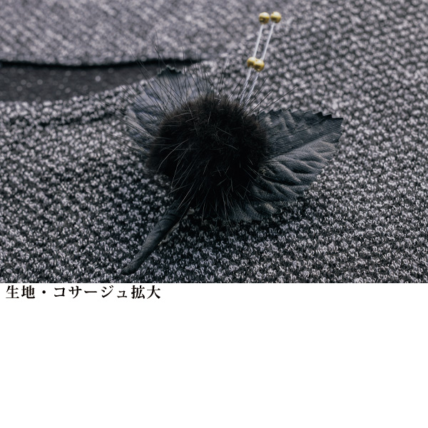 コサージュ付ツイード調オーバーブラウス