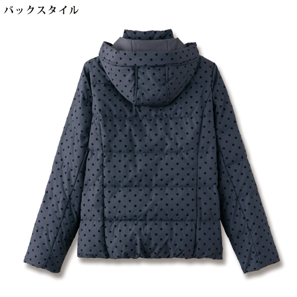 フロッキー水玉プリントダウンジャケット