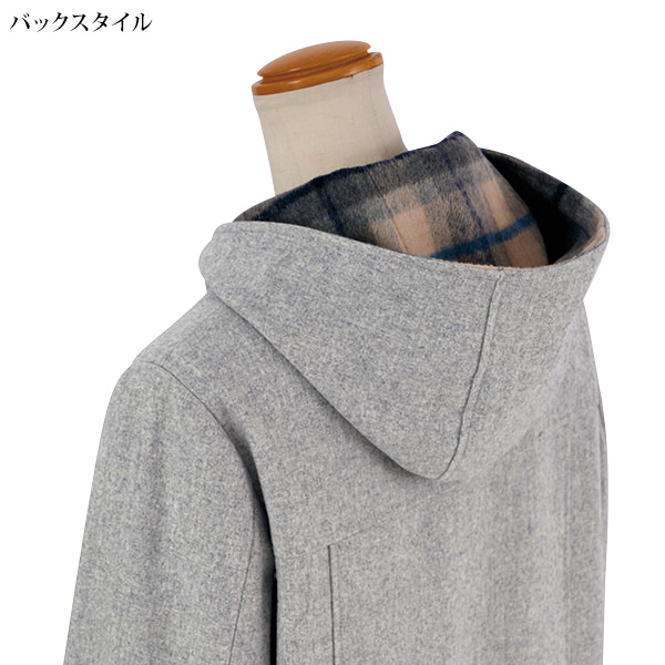 フード付ウール混ハーフコート