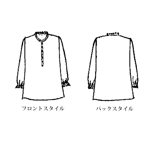 フリル襟花柄オーバーブラウス
