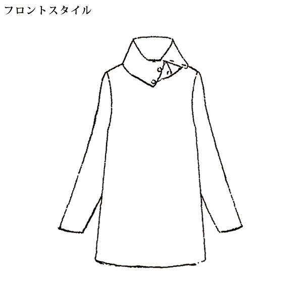 襟デザインウール入りチュニック 大きいサイズ M LL 4L
