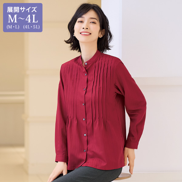 ドビー織ピンタックブラウス 大きいサイズ M LL 4L