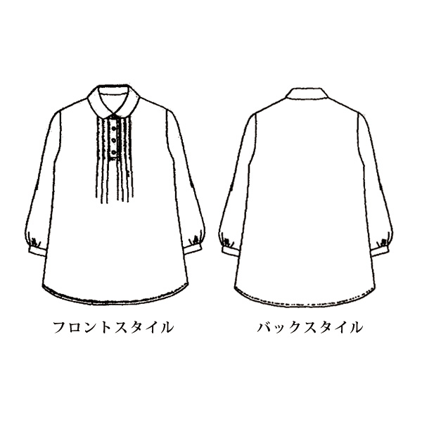 襟付プリントピンタックプルオーバー  大きいサイズ M LL 4L