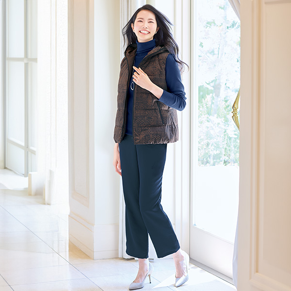 プリントダウンベスト 大きいサイズ 3L