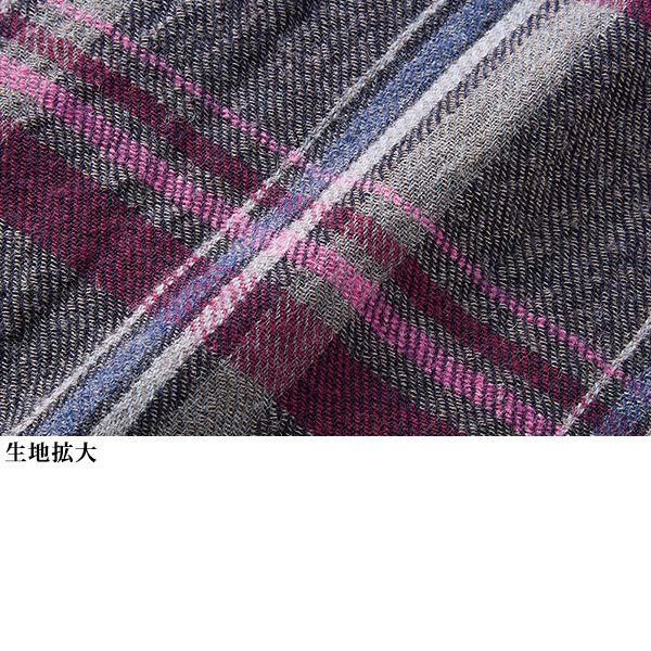 ウールリネン先染めチェックブラウス 大きいサイズ M LL 3L 4L