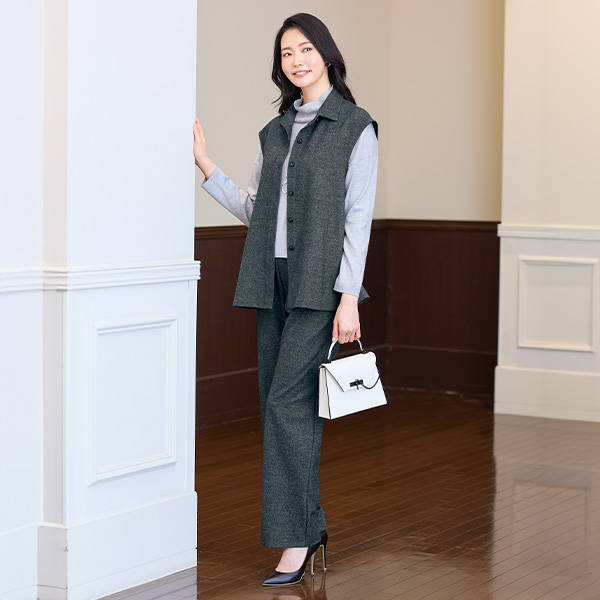 ラ・リベルタ ツイード調ベスト 大きいサイズ M LL 4L