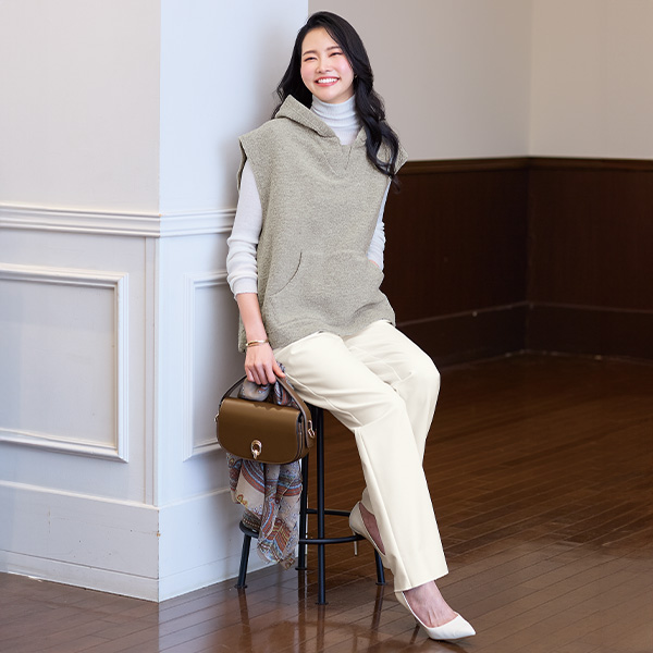 ラメ入りスライバーニットフード付ベスト 大きいサイズ M LL 4L