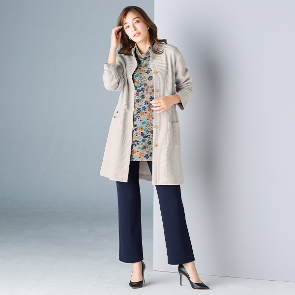 ニットちりめんプリントプルオーバー